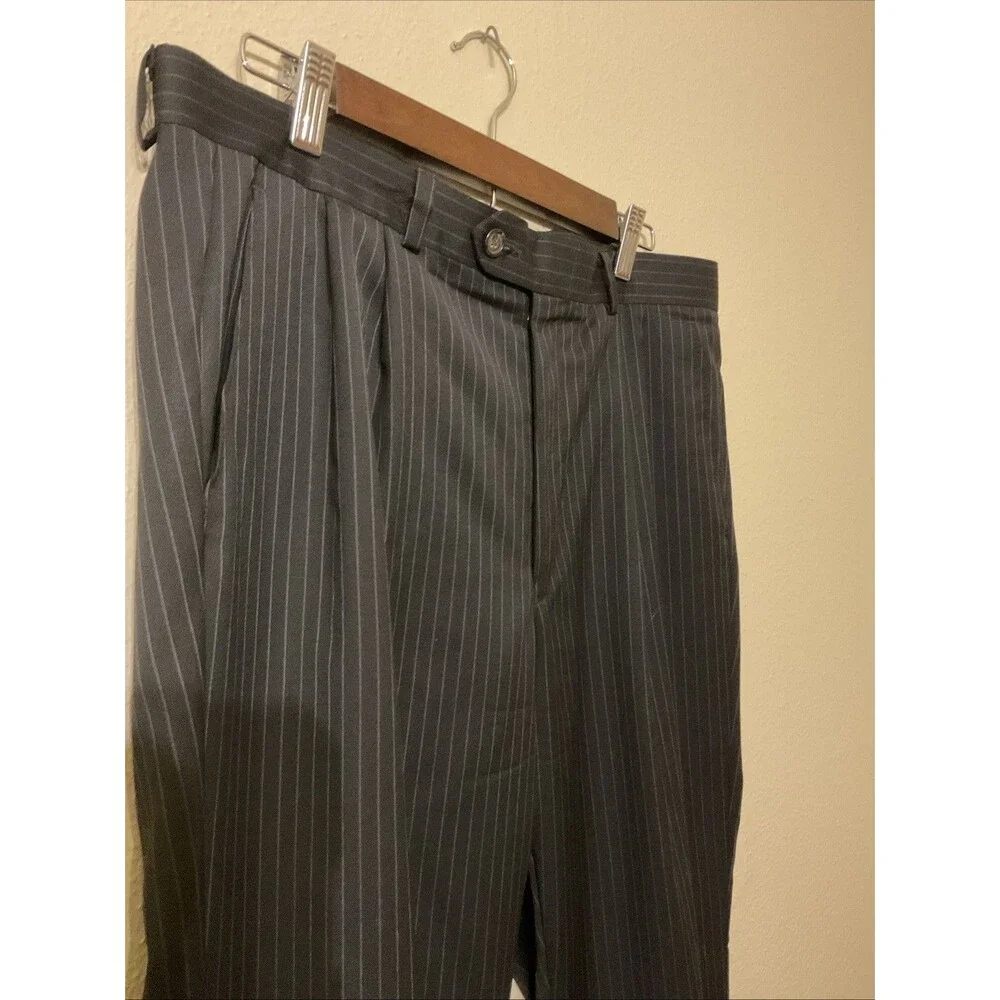 Lauren Ralph Lauren Men’s Black Pinstripe Single Breasted Suit 42L Pants 33 X32